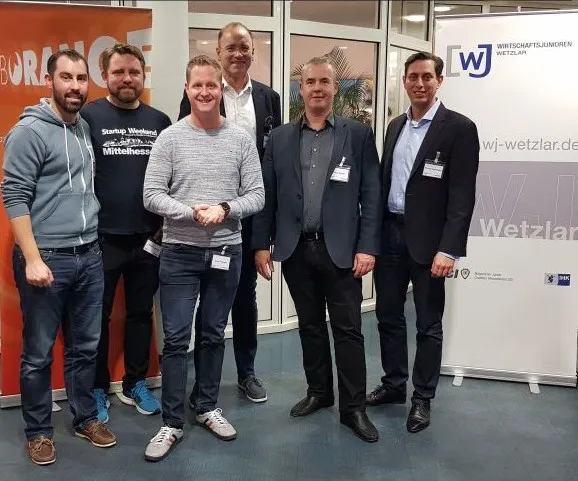 Sie standen beim neunten Unternehmertag auf der Bühne: (v. l.) Paul Herwarth von Bittenfeld, Martin Lacroix, Sven Franzen, Gunter Schneider, Boris Kimes und Michael Raab-Faber